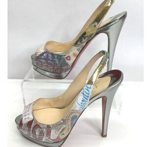 Limited Edition Christian Louboutin Trash Collection Peep-Toe Slingback Pumps
